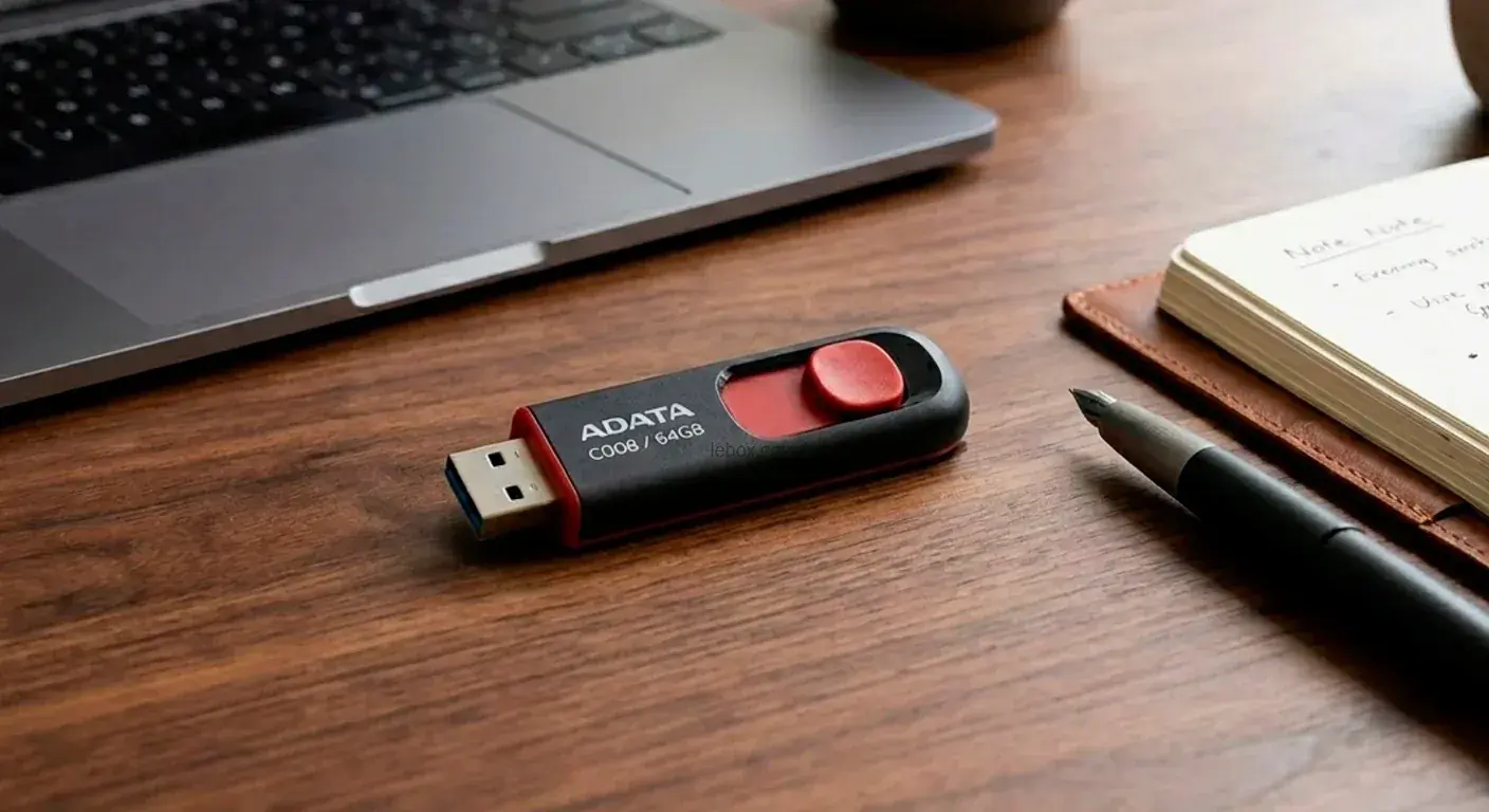 Pen drive Adata C008 64GB USB 2.0 - Preto e vermelho